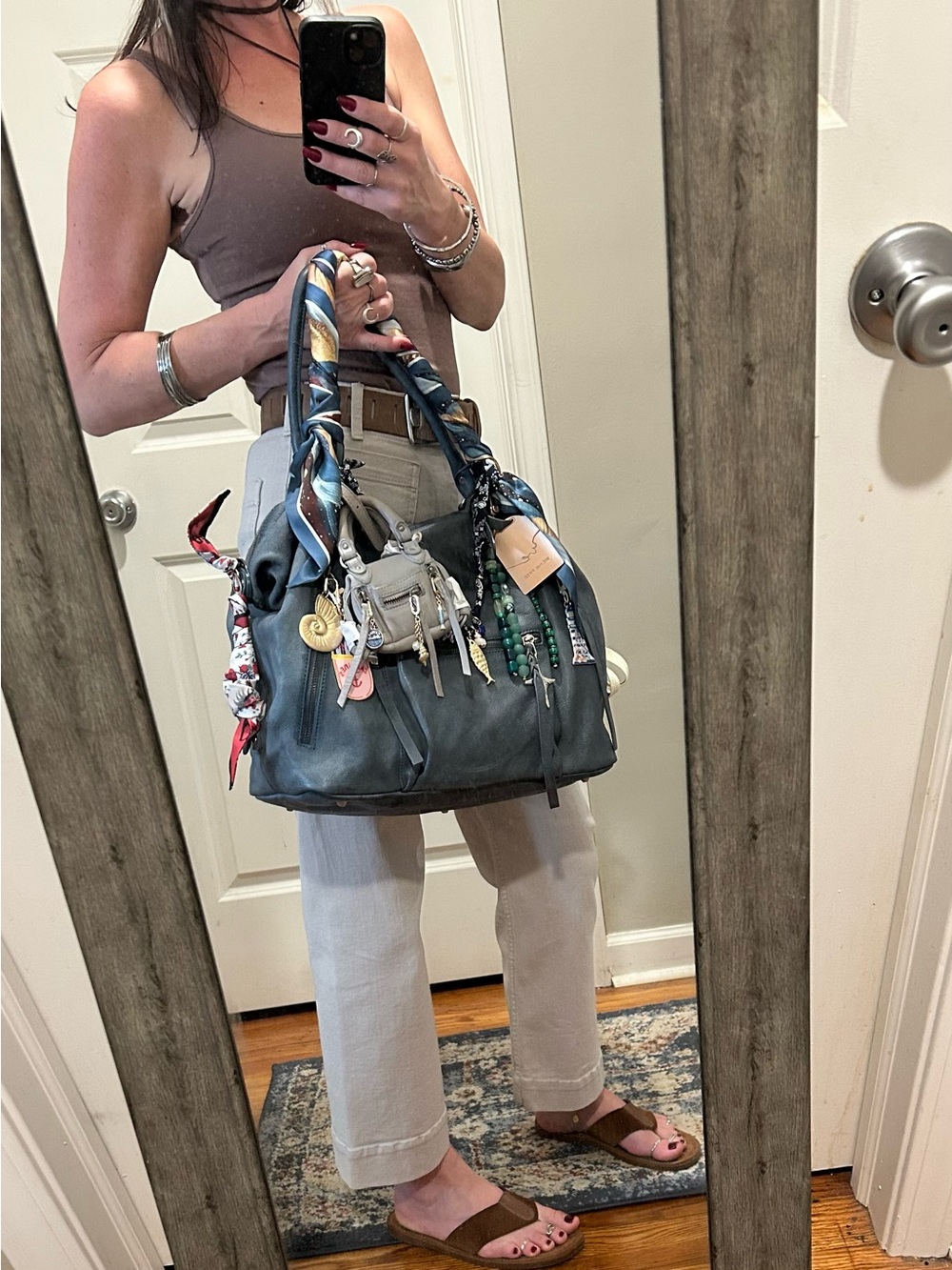 Stormy Seas We The Free Emerson Tote W/ Micro Emerson, Charms, & Scarves - Picture 11 of 16